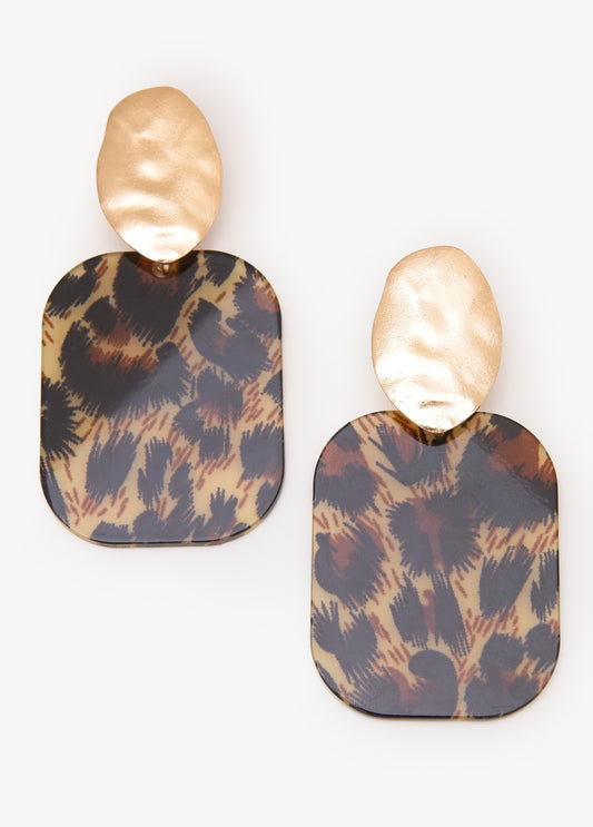 Hammered Leopard Print Earrings