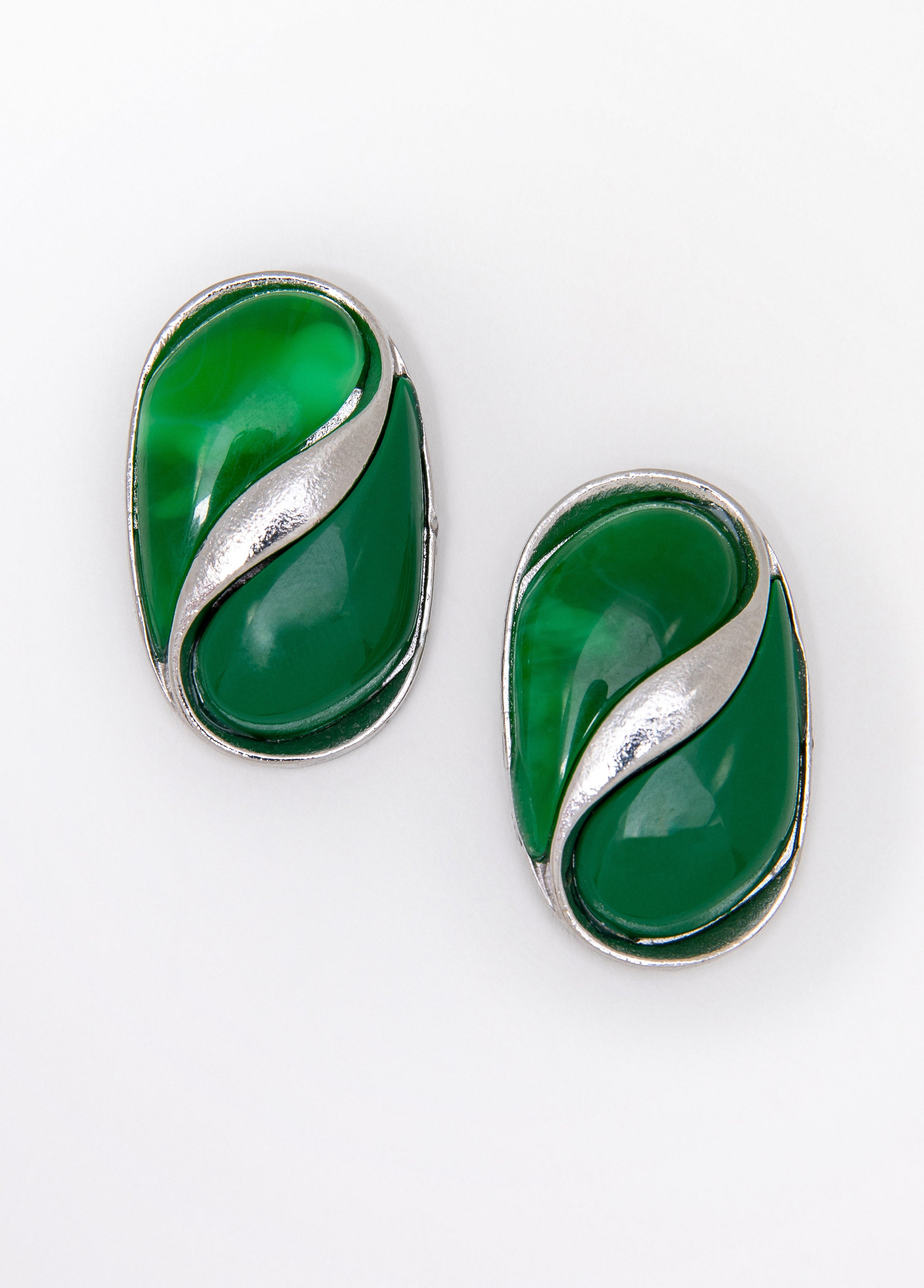 Marbled Silver Tone Earrings
