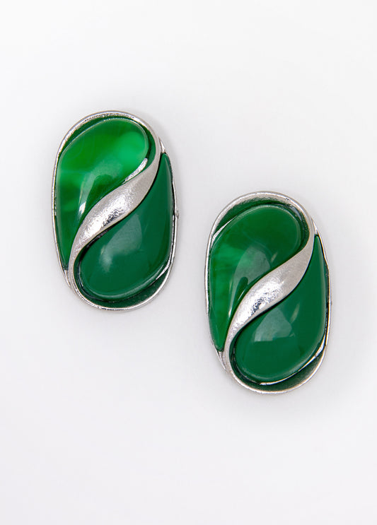 Marbled Silver Tone Earrings