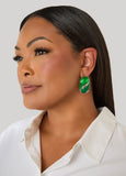 Marbled Silver Tone Earrings