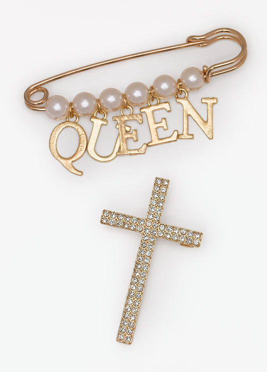 Queen Cross Brooch Set