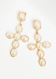 Pearl Cross Earrings