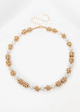 Gold Stone And Faux Pearl Necklace