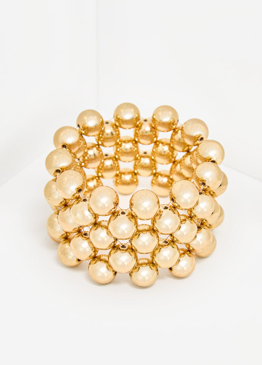 Gold Tone Bead Stretch Bracelet