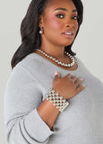 Silver Tone Bead Stretch Bracelet
