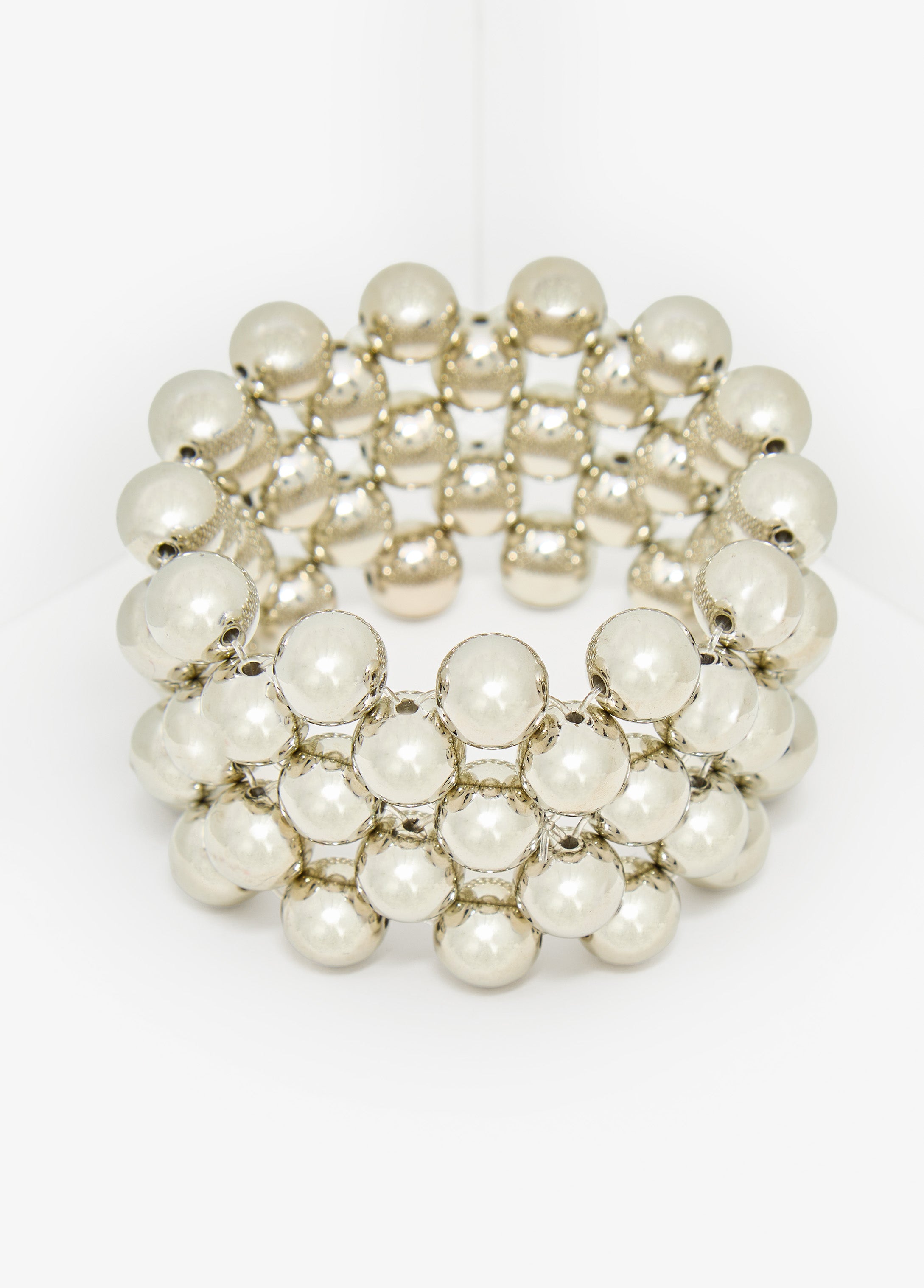 Silver Tone Bead Stretch Bracelet