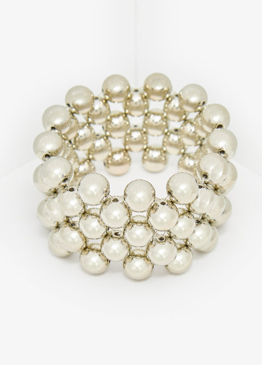Silver Tone Bead Stretch Bracelet