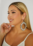 Silver Tone Crystal Hoop Earrings