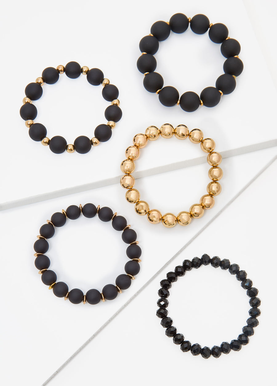 Set Of Five Stretch Bracelets