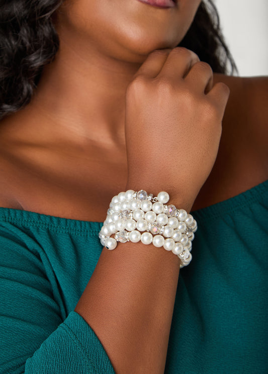 Faux Pearl Wrap Bracelet
