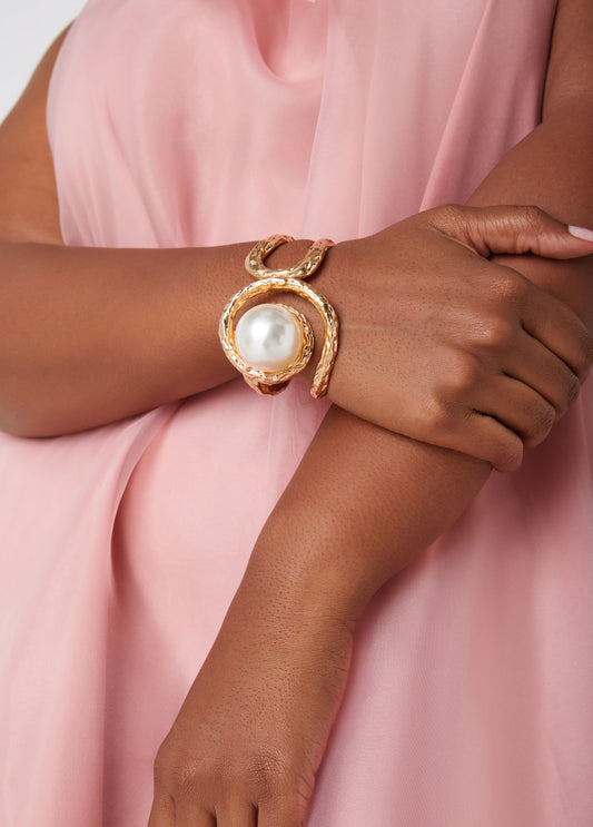 Statement Pearl Gold Cuff Bracelets Fashion Jewelry