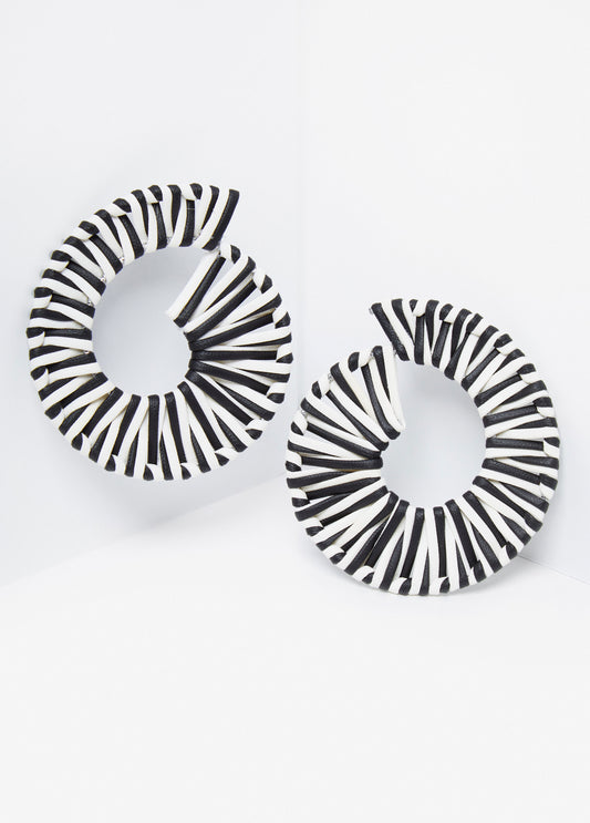 Striped Faux Leather Earrings