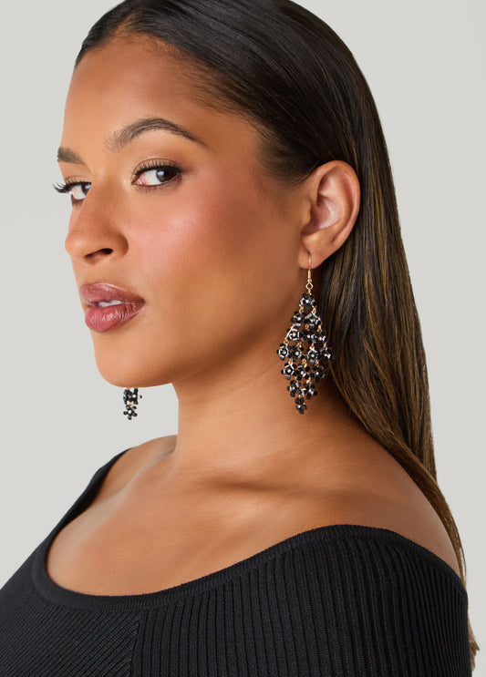 Crystal Flower Dangle Earrings