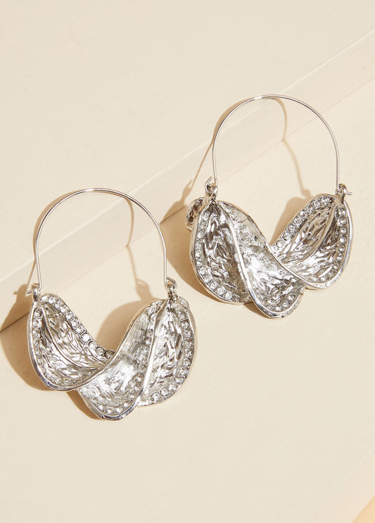 Statement jewelry silver twisted hoop earrings fashion jewelry