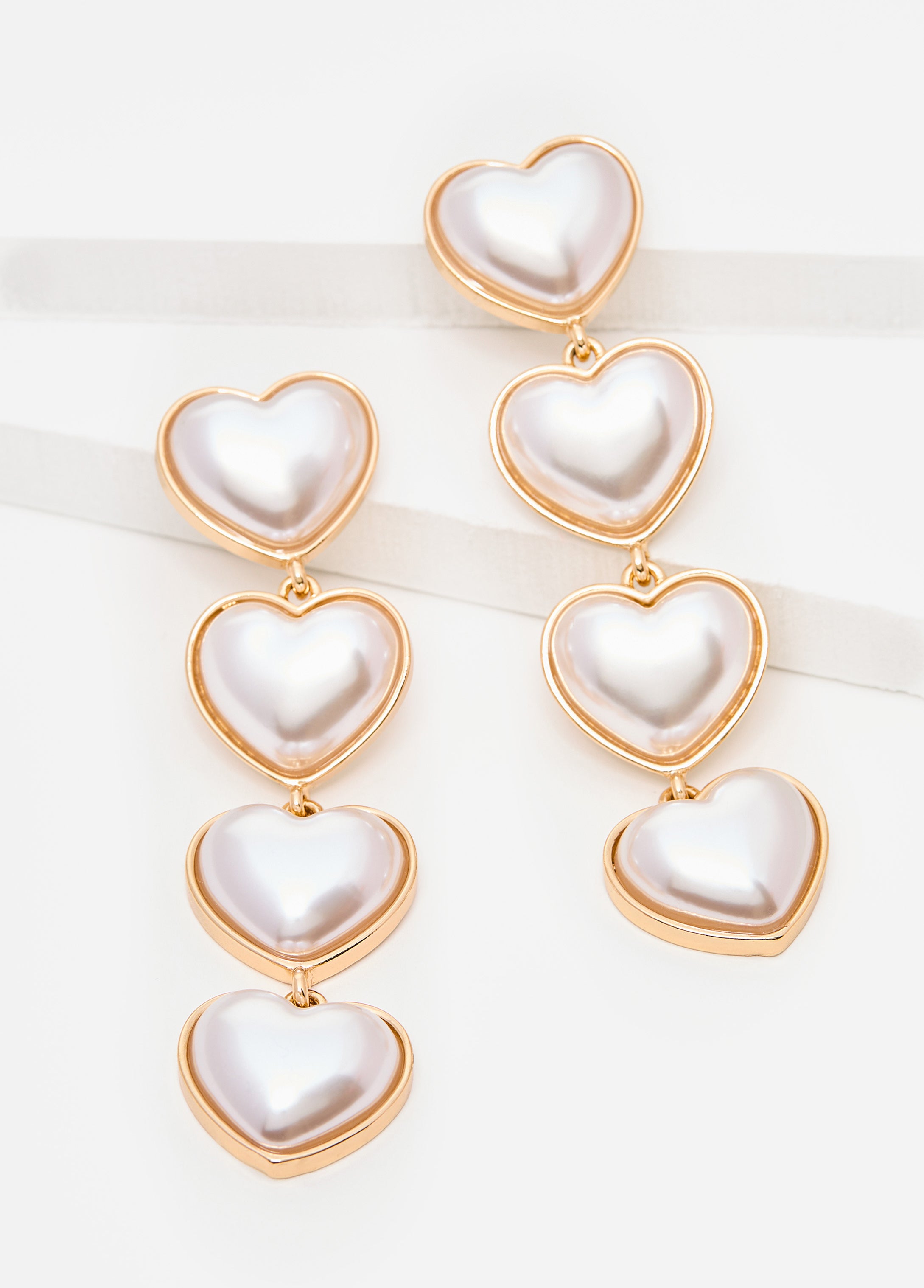Faux Pearl Heart Earrings