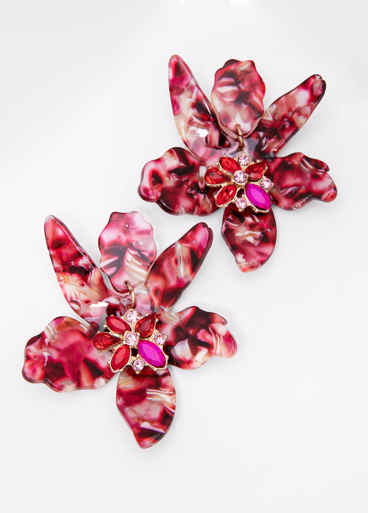 Marbled Flower Earrings