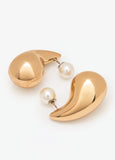 Gold And Faux Pearl Teardrop Earrings