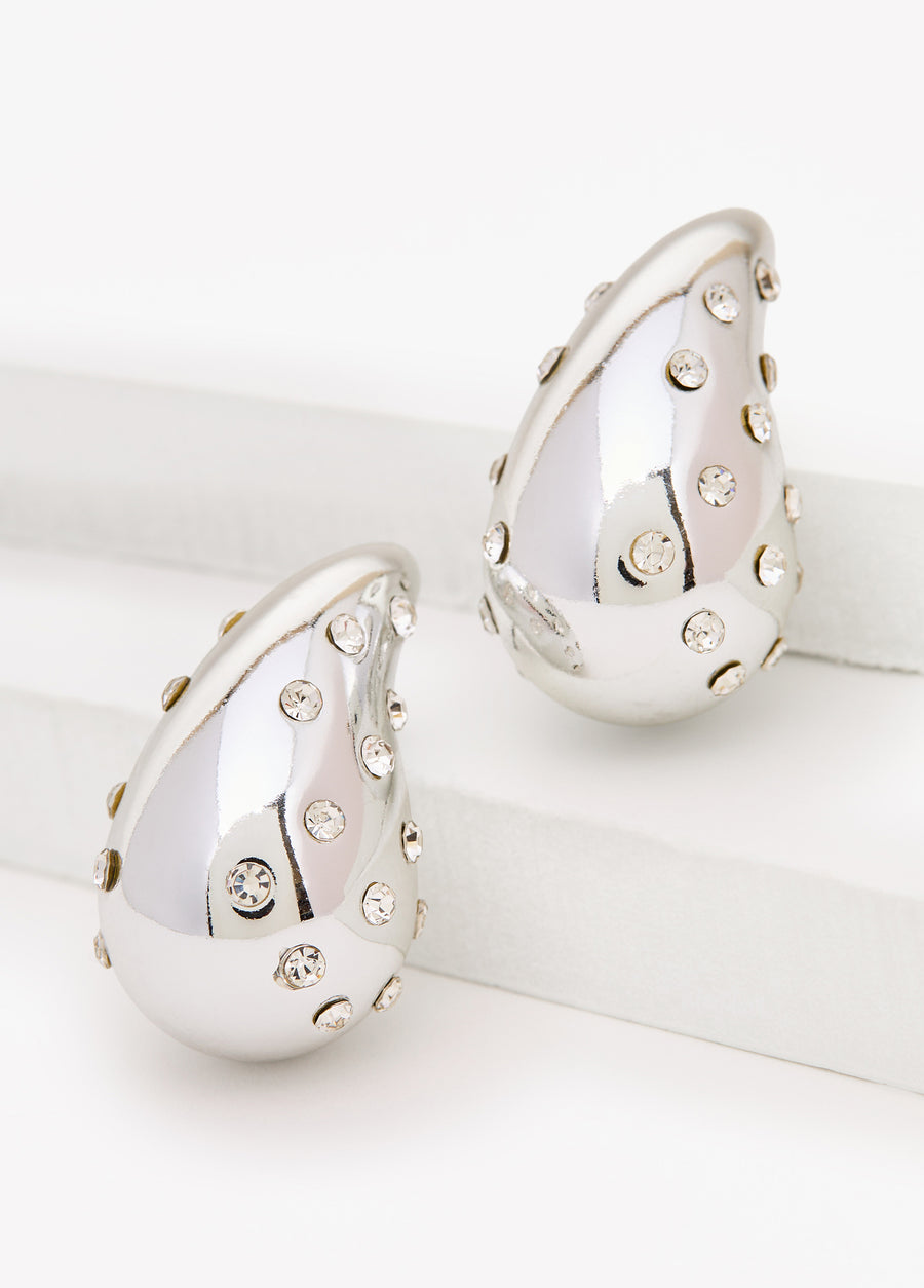Crystal Silver Teardrop Earrings
