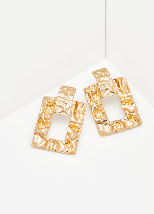 Hammered Gold Tone Earrings