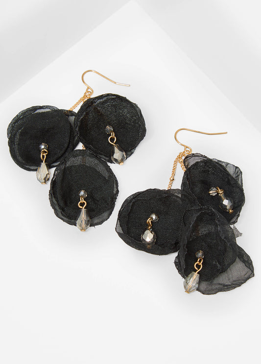 Bead Embellished Flower Earrings