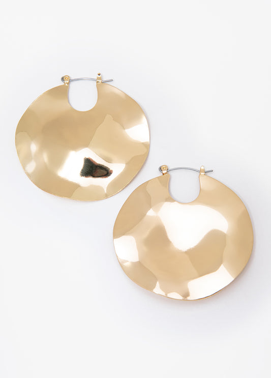 Hammered Gold Tone Stud Earrings