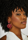 Coated Metal Flower Drop Earrings