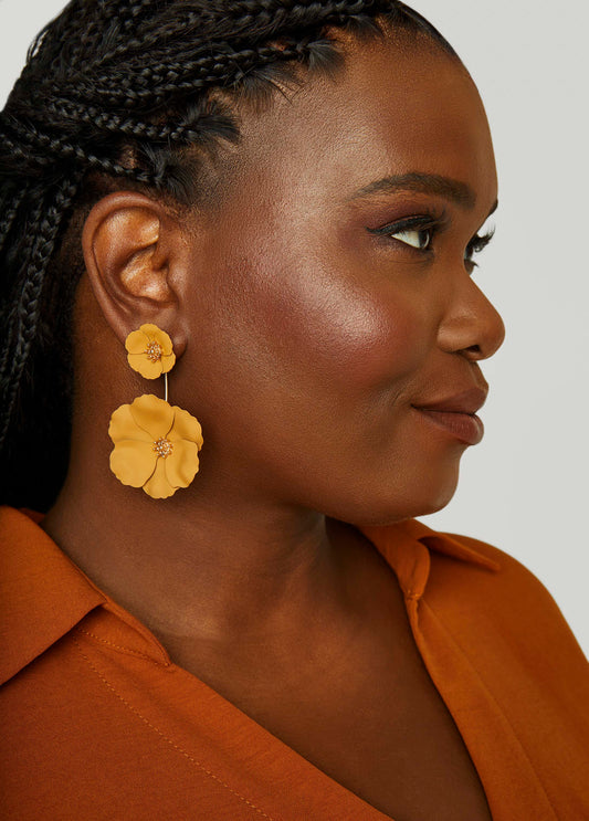 Coated Metal Flower Earrings