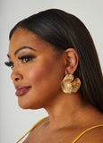Faux Pearl Lily Pad Earrings