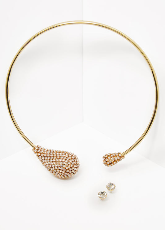Crystal Teardrop Collar Set