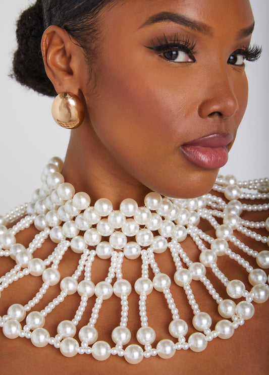 Statement jewelry faux pearl collar necklace fashion jewelry