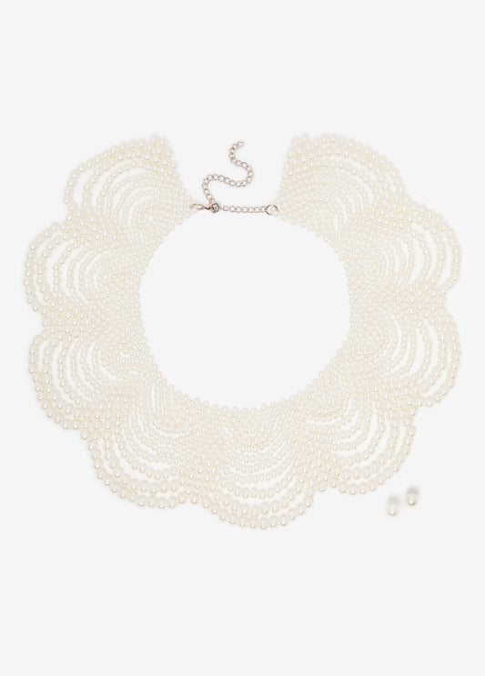 Faux Pearl Collar Set