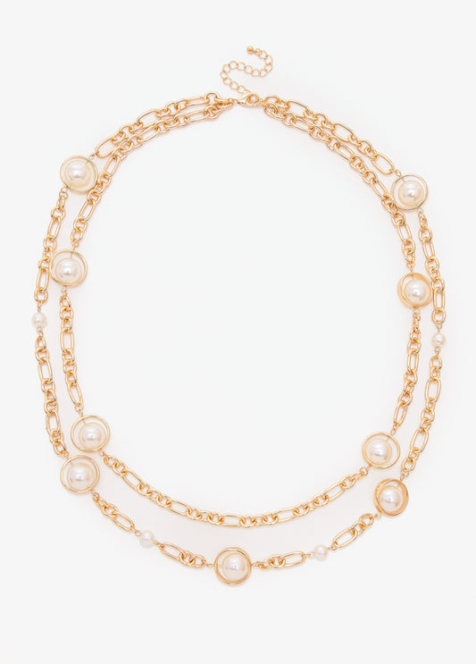 Layered Faux Pearl Necklace