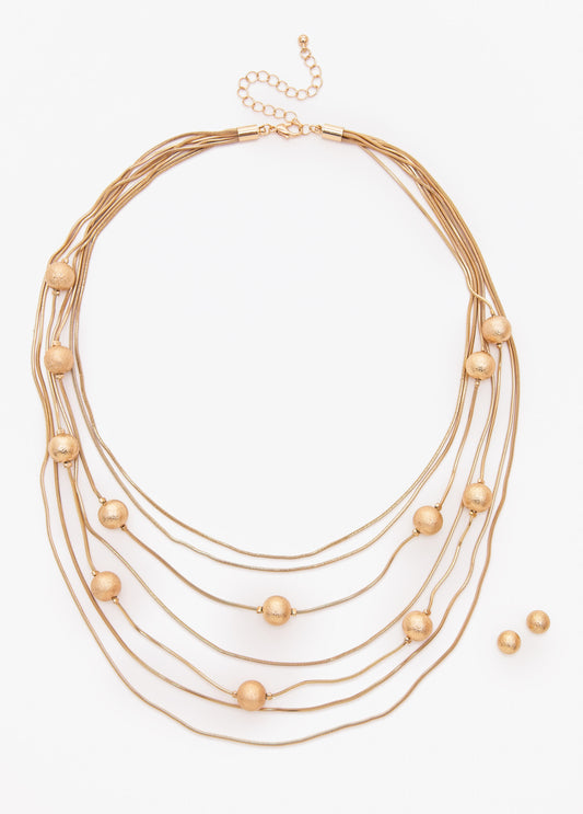 Gold Tone Beaded Necklace Set