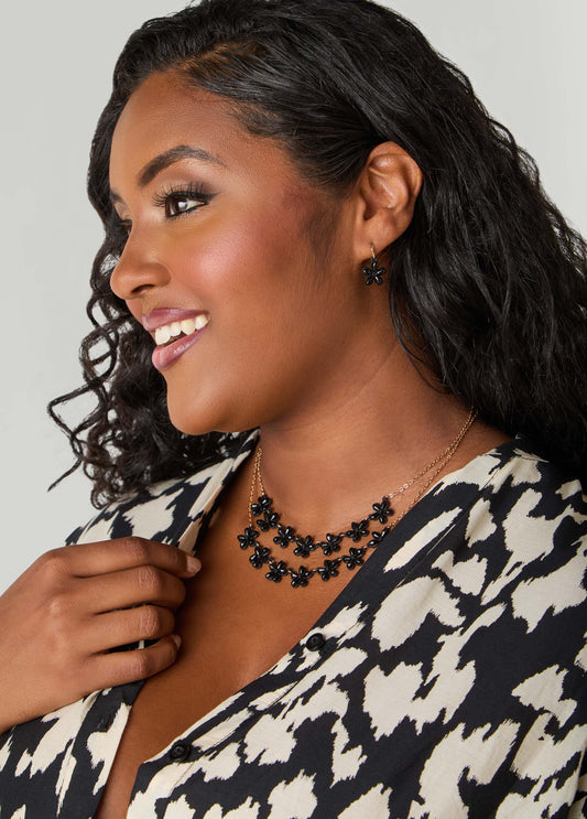 Flower Beaded Necklace Set
