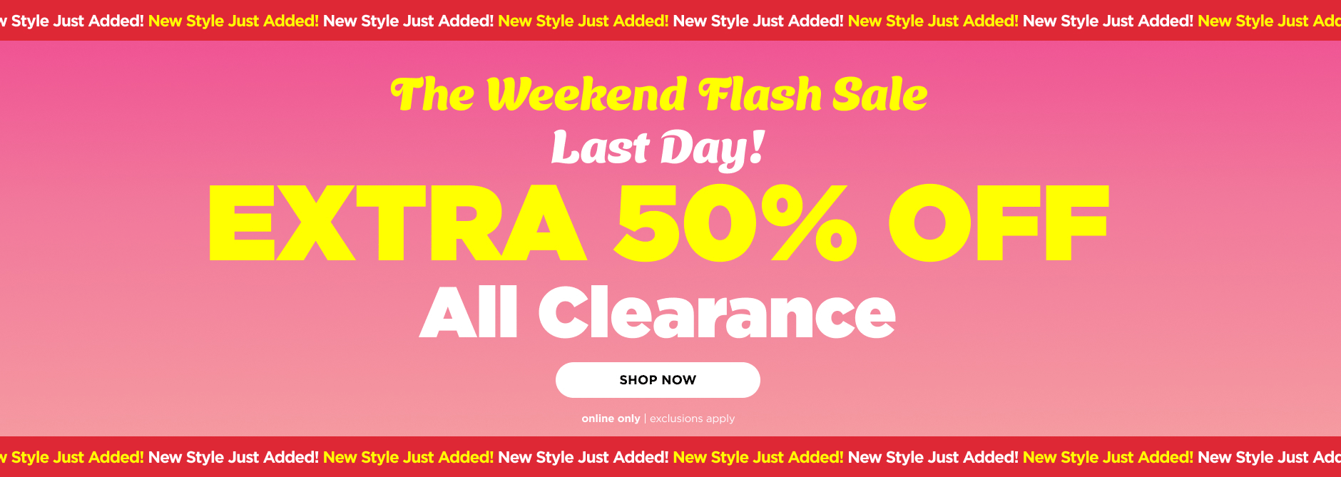 Extra 50% off Clearance