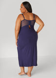 Satin Paneled Ribbed Lingerie Gown