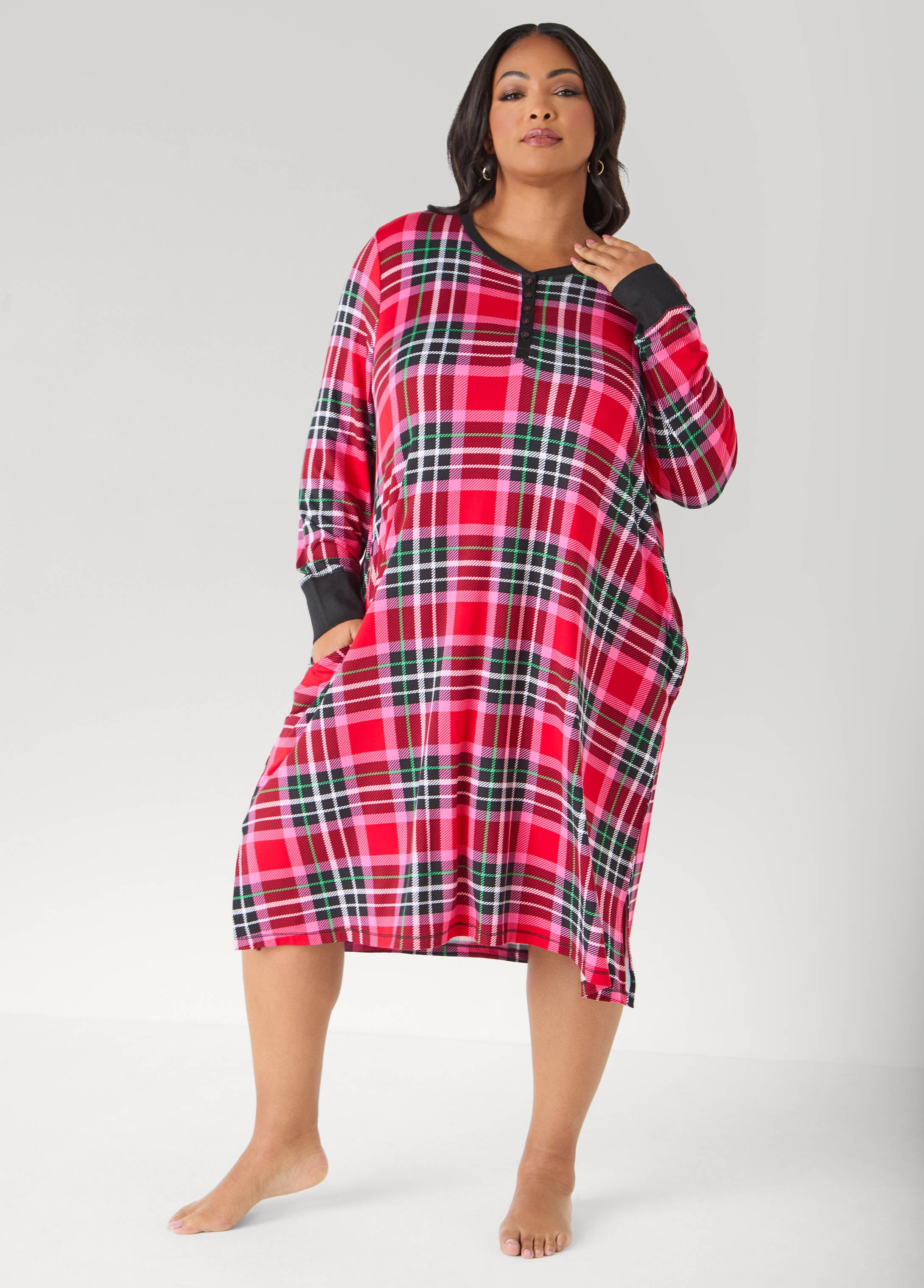 Plus Size Pillow Talk Plaid Sleepshirt