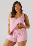 Betsey Johnson Ribbed PJ Shorts Set