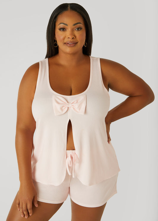 Plus Size Cozy Couture Split Front PJs Set