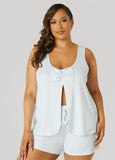 Plus Size Cozy Couture Front Split PJs Set