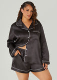 3 Piece Satin Pajama Shorts Set