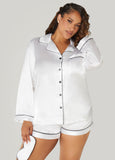 Plus Size Satin Pajama Shorts 3 Piece Set