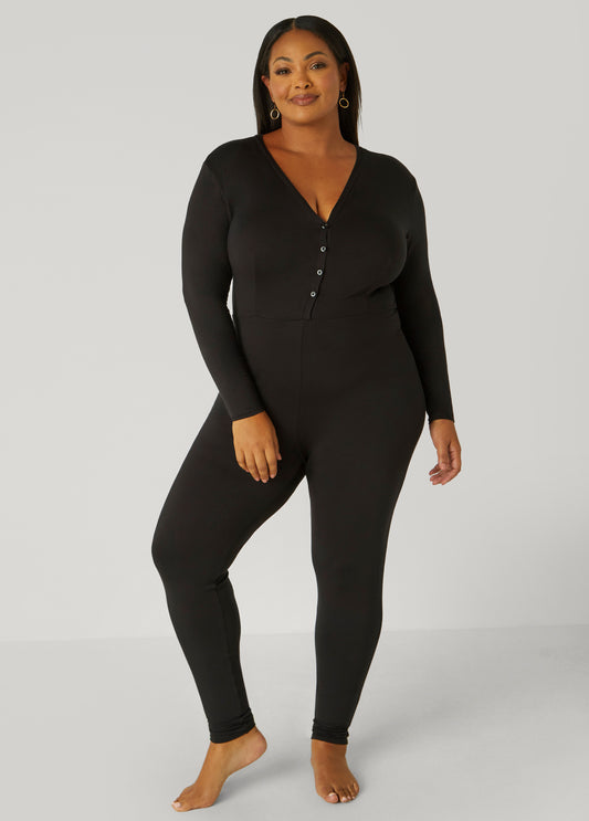 Plus Size Jersey Pajama Jumpsuit