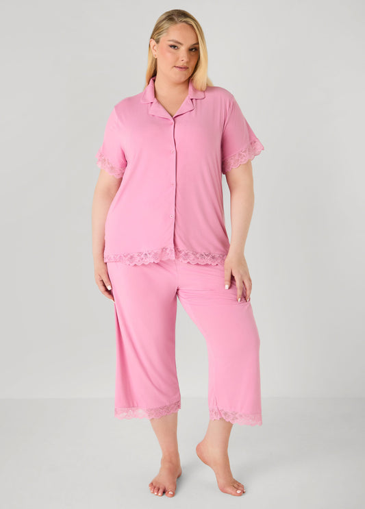 Lace Trimmed Jersey Pajama Set