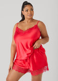 Lace Trimmed Satin PJs Set