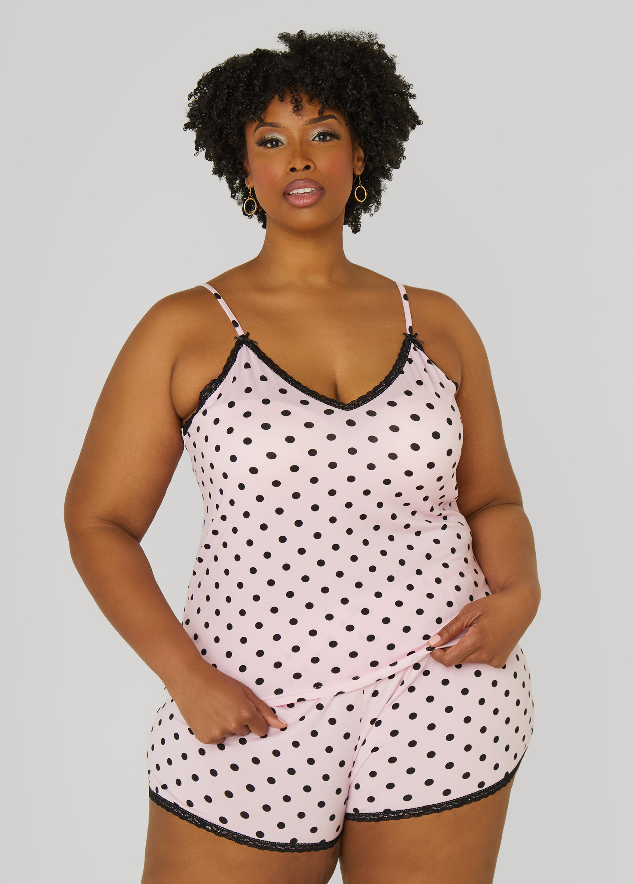 Plus Size Paris Dreams Polka Dot Robe Set