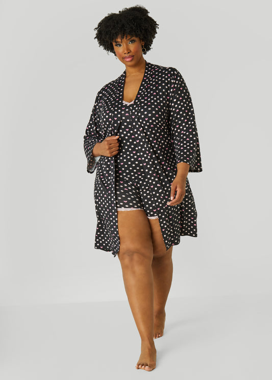 Plus Size Paris Dreams Heart Robe Set