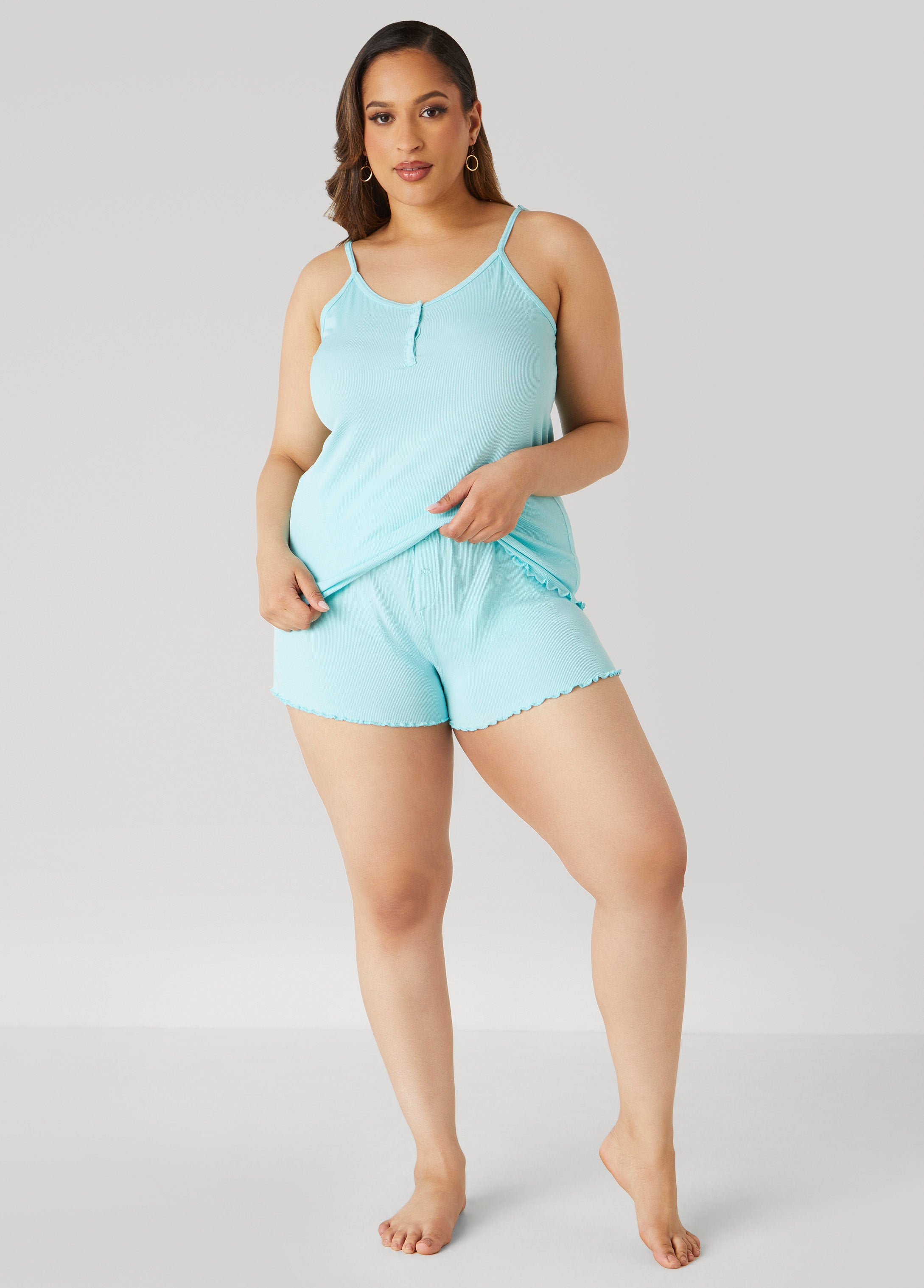 Plus Size Love To Sleep Ribbed PJ Shorts Set