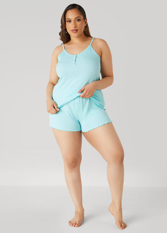 Plus Size Love To Sleep Ribbed PJ Shorts Set