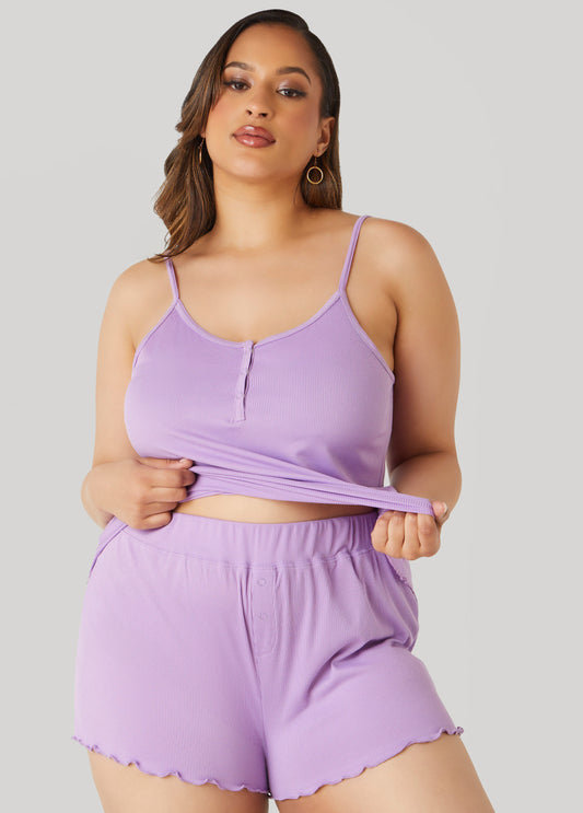 Love To Sleep Ribbed PJ Shorts Set